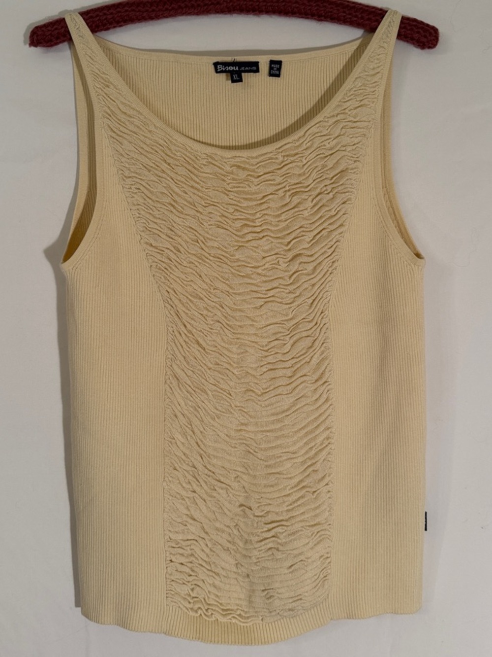Bisou Jeans Cream (palest yellow) Ruched Center Scoop Sweater Tank